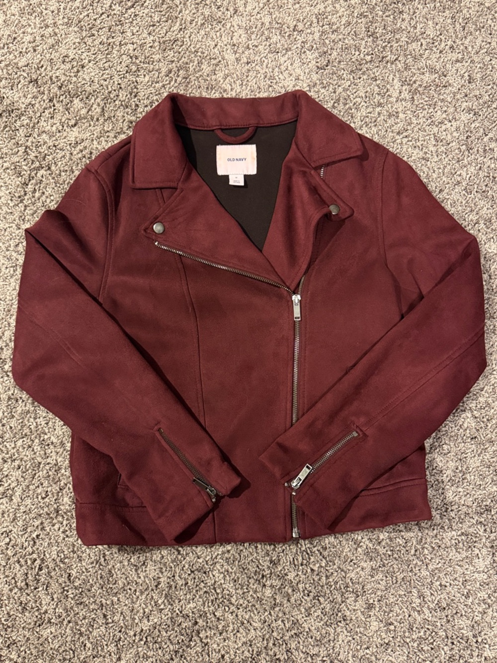 Old Navy Women's Wine Faux-Suede Moto Jacket